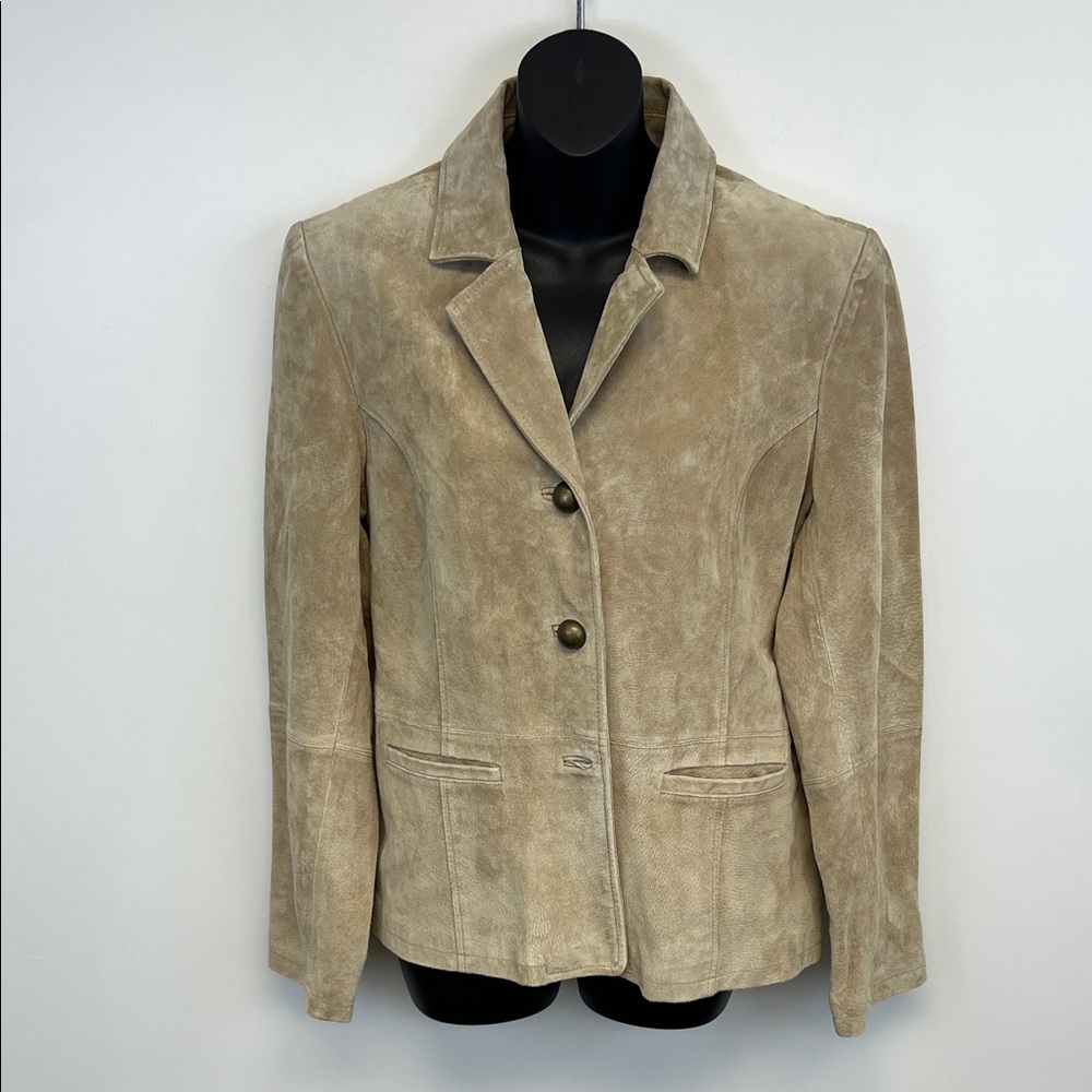 Ruff Hewn Women's Rip Khaki / Tan V Neck Western Button Suede Jacket Size XL